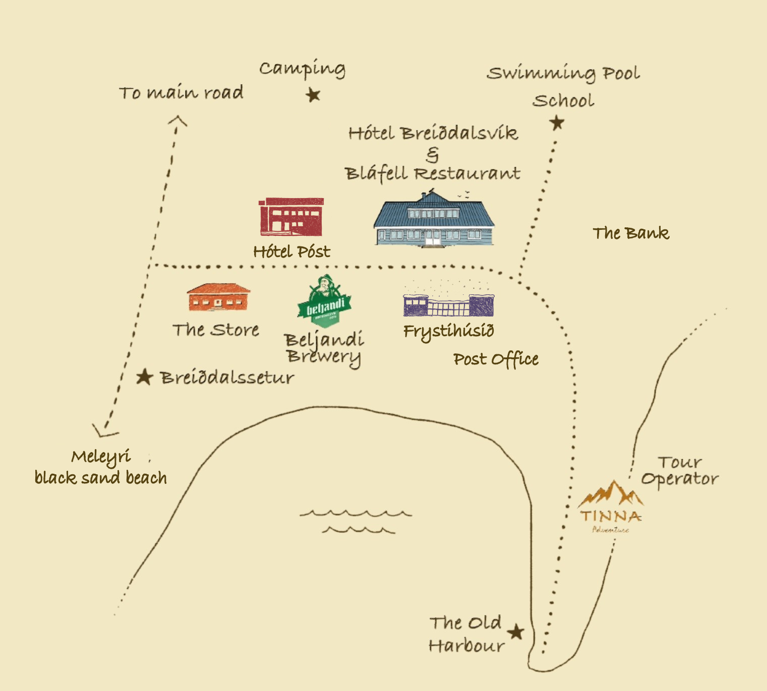 Map of "downtown" Breiðdalsvík